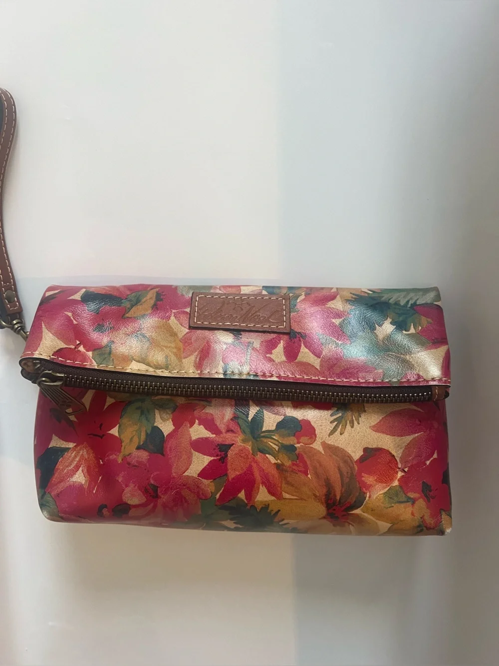 Patricia Nash Vintage Valarie Floral Fold Over Leather Wristlet Clutch Handbag - Picture 8 of 15